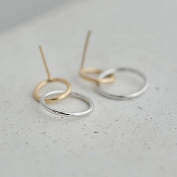 #50 New 925 Double Circle Earrings - Picture 6 of 9